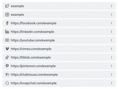 Drag and drop in the social links panel