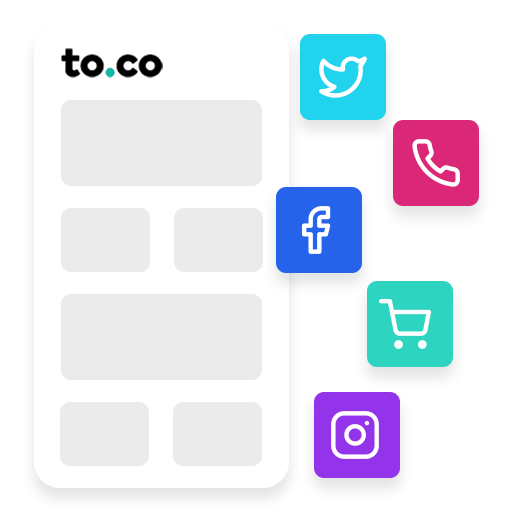 To.co -pagina met sociale links